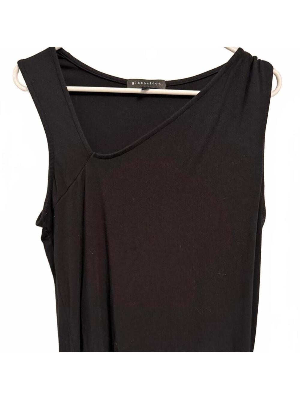 Women's Black Asymmetrical Tank Top by Gibson Look - Size L